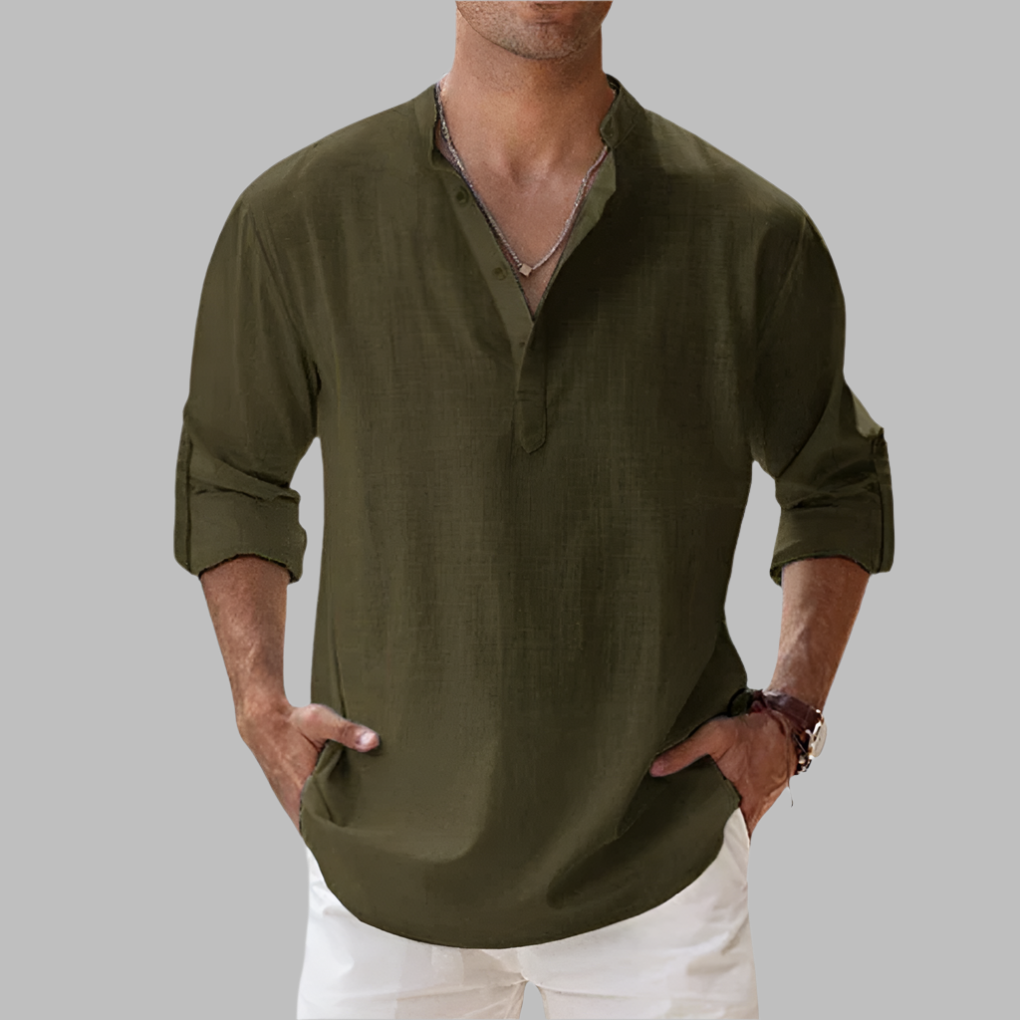 Emeja | Heren Bandkraag Henley Shirt