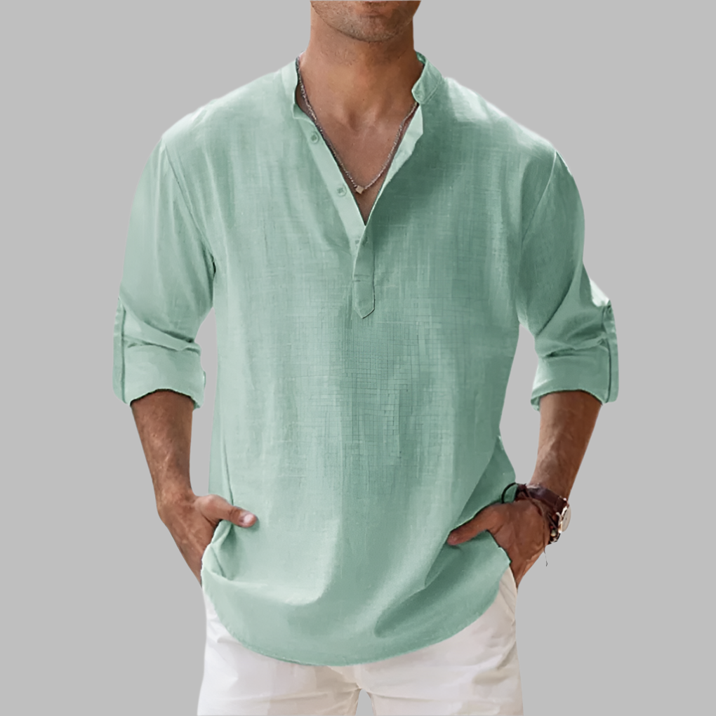 Emeja | Heren Bandkraag Henley Shirt