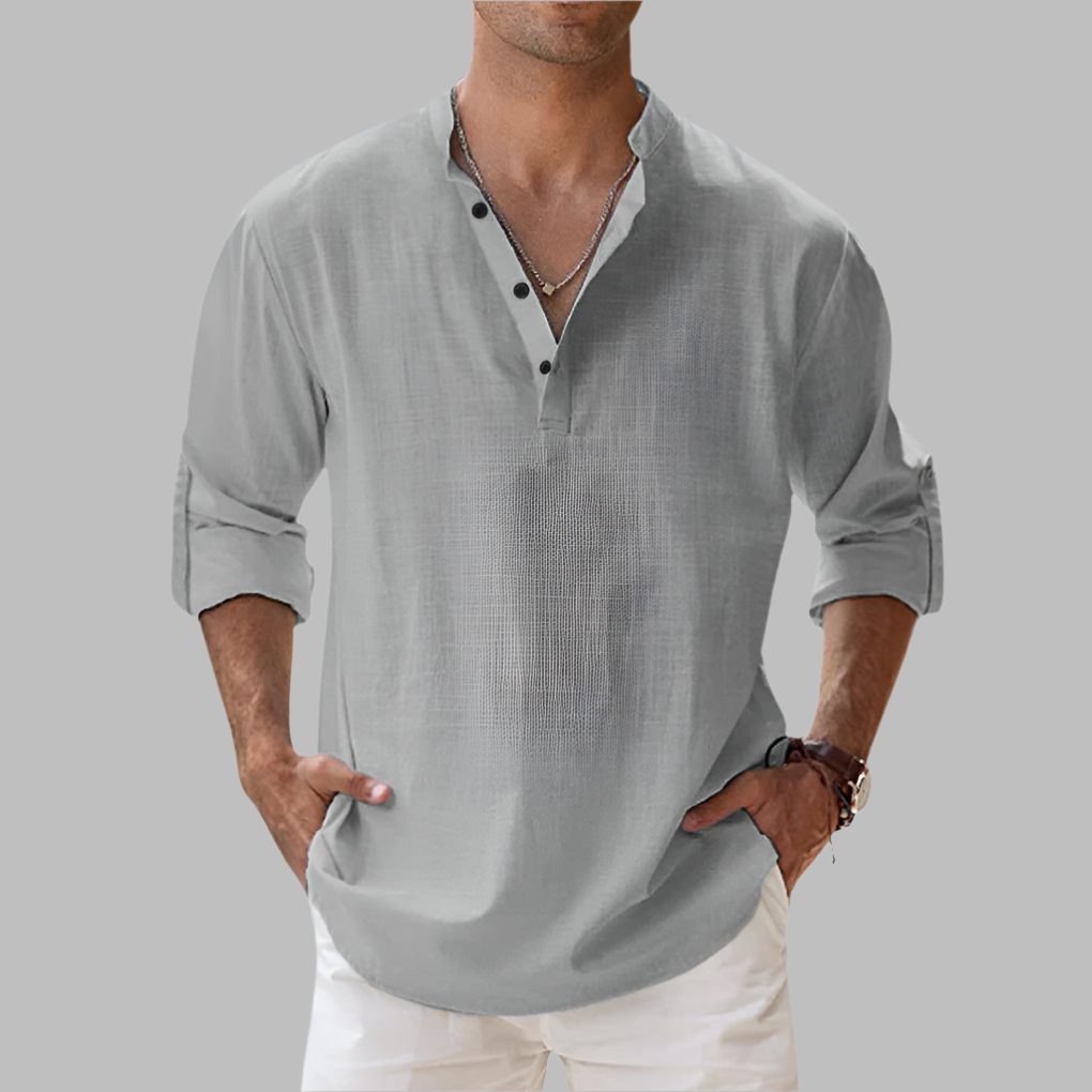 Emeja | Heren Bandkraag Henley Shirt