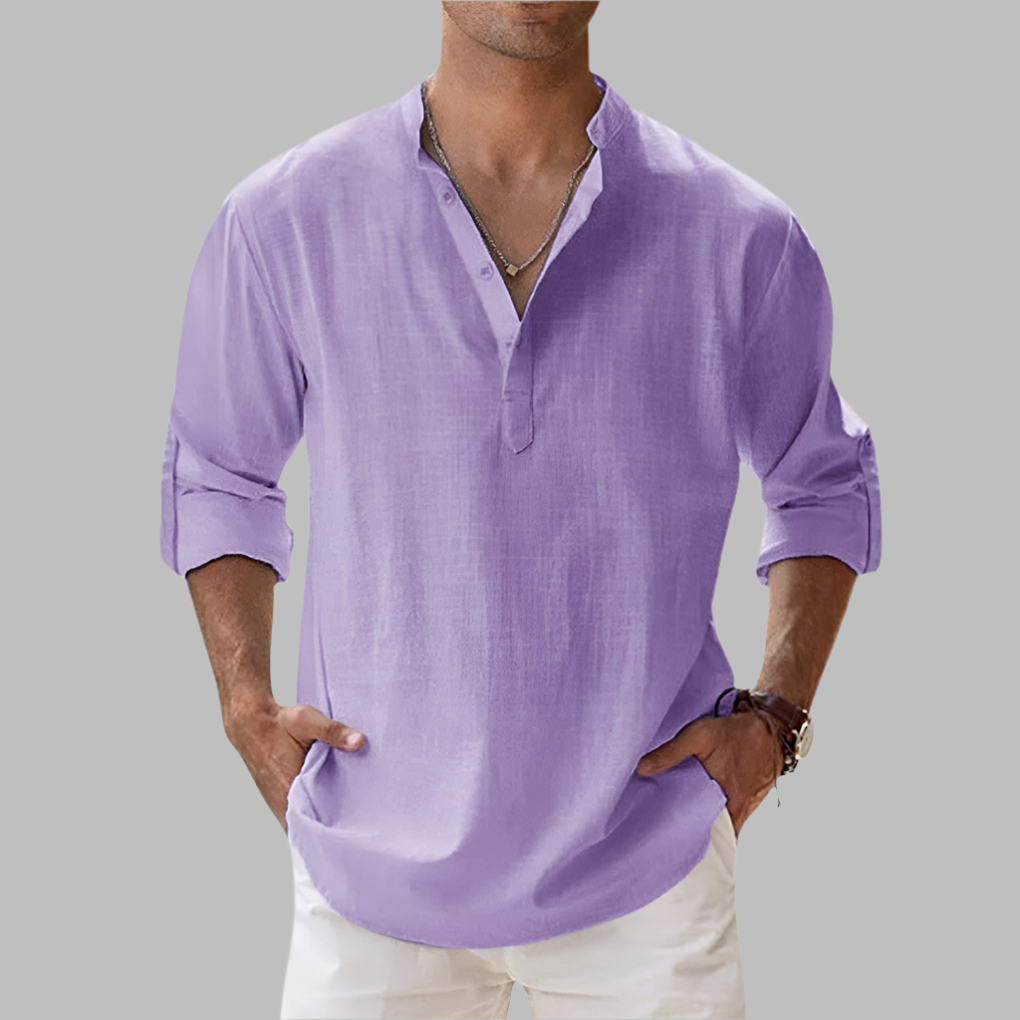 Emeja | Heren Bandkraag Henley Shirt