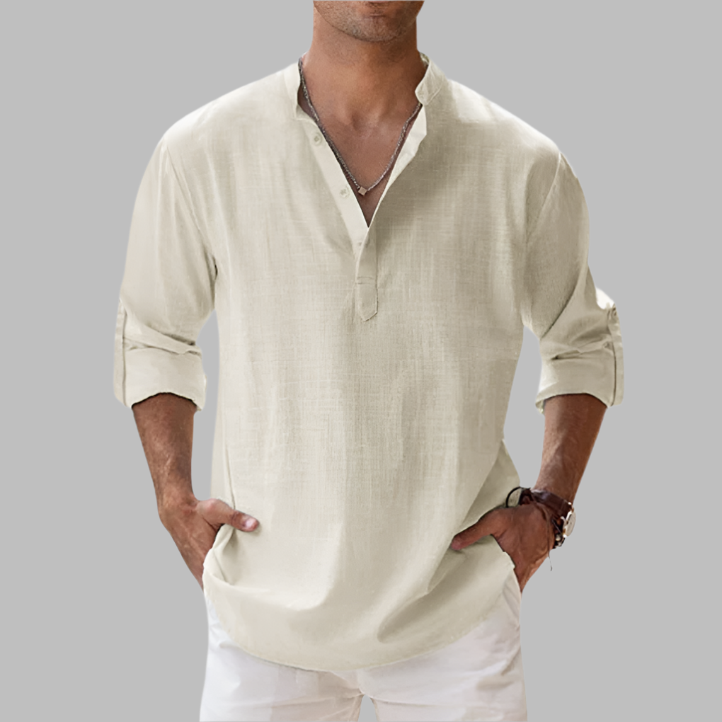 Emeja | Heren Bandkraag Henley Shirt