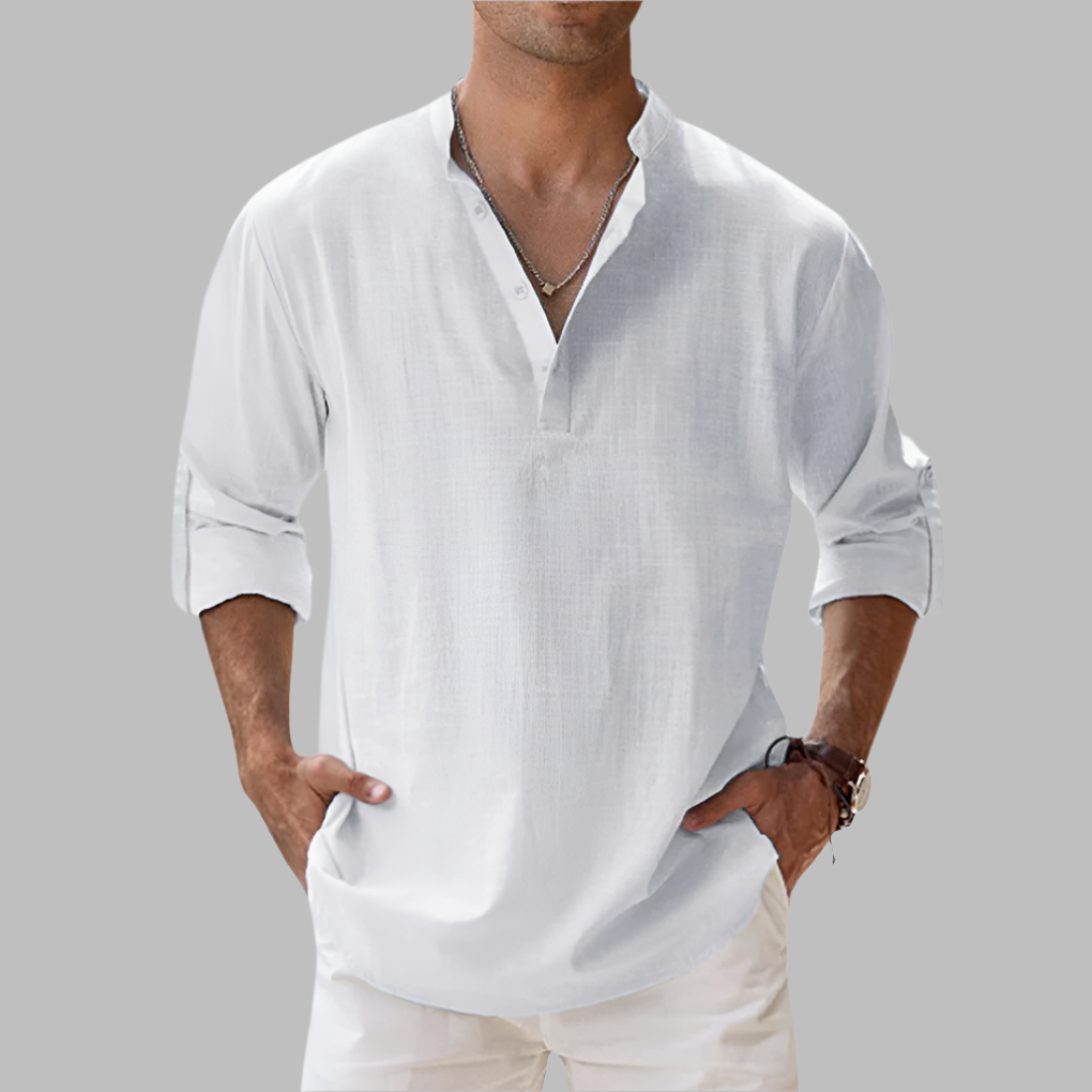Emeja | Heren Bandkraag Henley Shirt