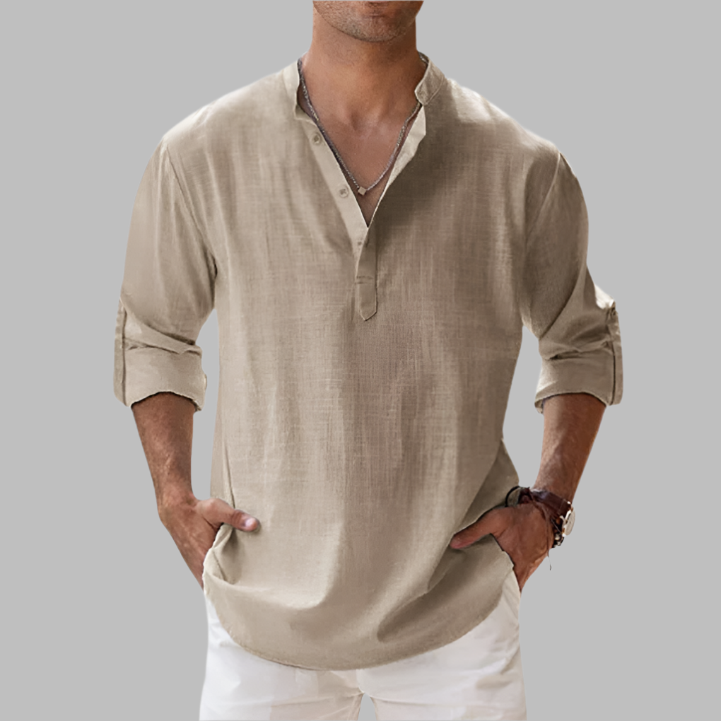 Emeja | Heren Bandkraag Henley Shirt