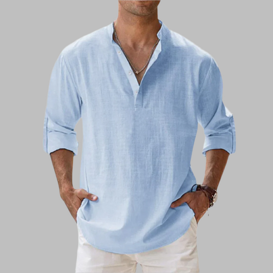 Emeja | Heren Bandkraag Henley Shirt