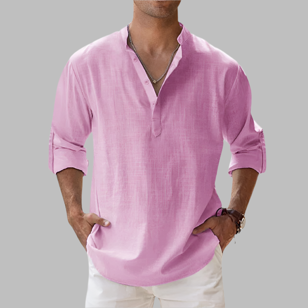 Emeja | Heren Bandkraag Henley Shirt