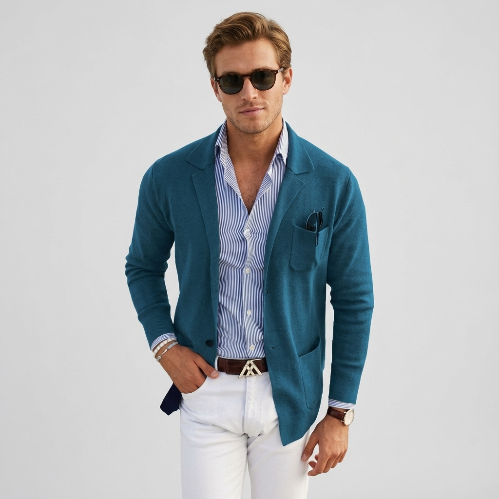 Emeja | Heren Gebreide Blazer met Patches