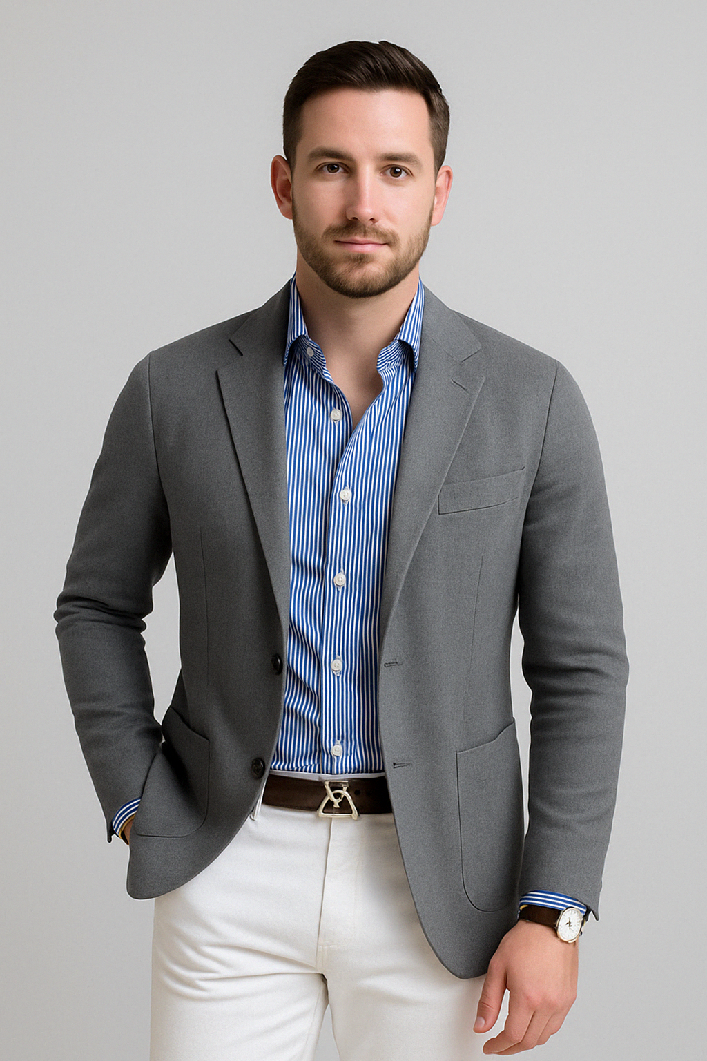 Emeja | Heren Gebreide Blazer met Patches
