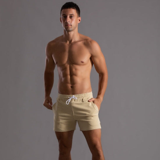 Emeja | Heren Gestreepte Fitness Shorts - Stretch