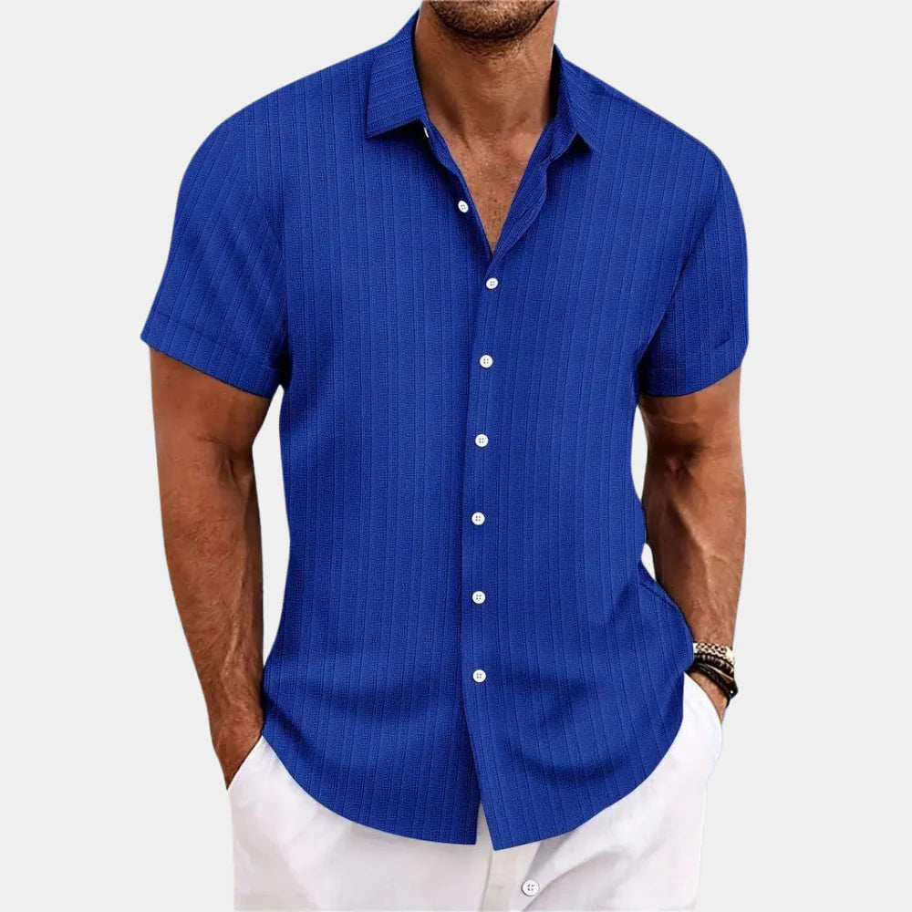 Emeja | Heren Gestreepte Korte Mouwen Shirt