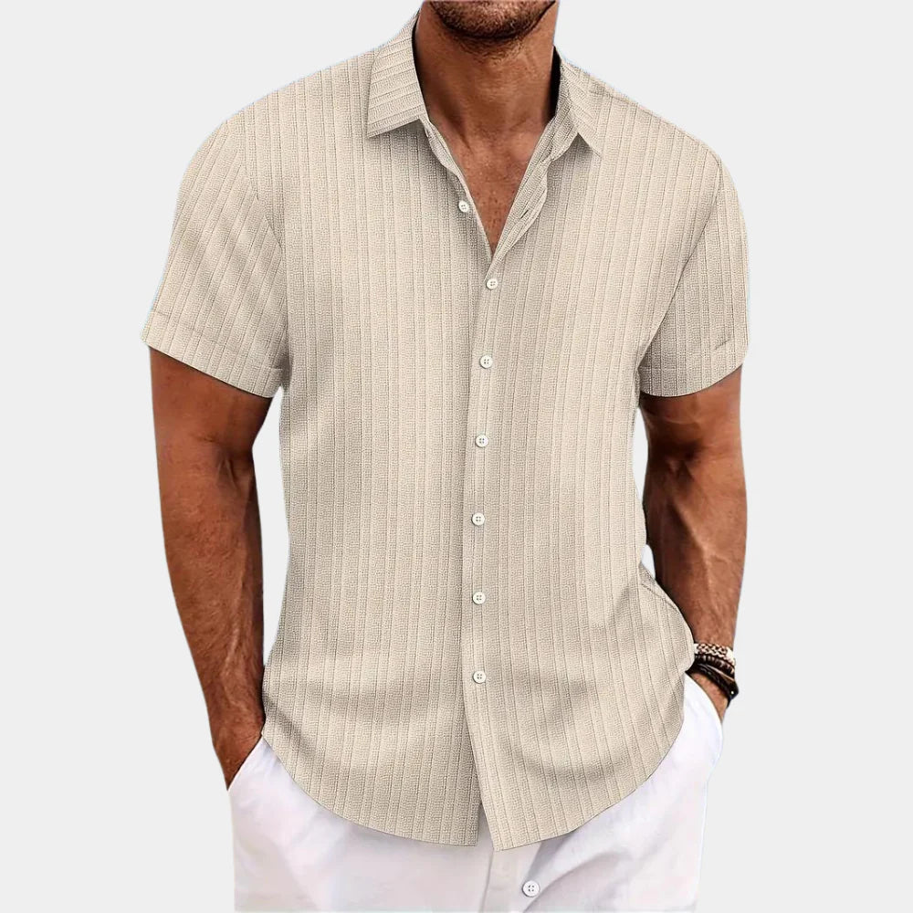 Emeja | Heren Gestreepte Korte Mouwen Shirt