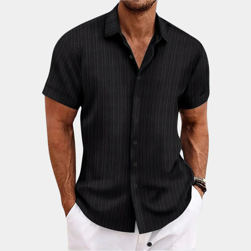 Emeja | Heren Gestreepte Korte Mouwen Shirt