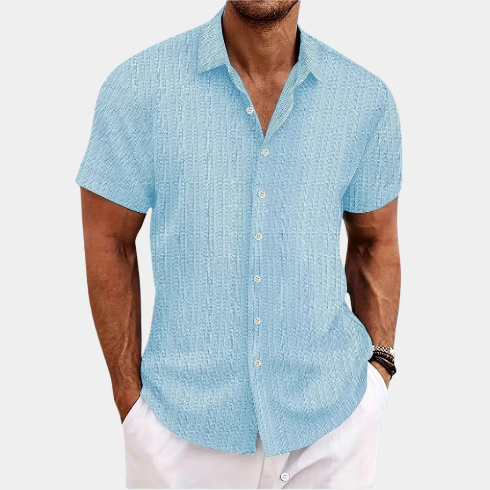 Emeja | Heren Gestreepte Korte Mouwen Shirt