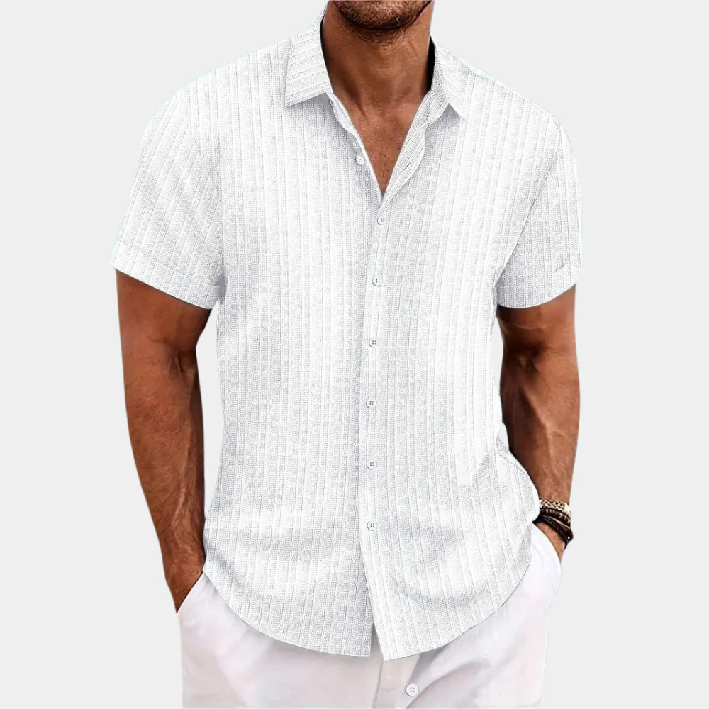 Emeja | Heren Gestreepte Korte Mouwen Shirt