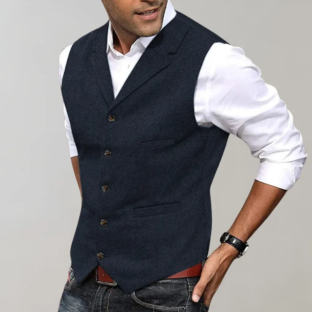 Emeja | Heren Haringbone Pak Vest