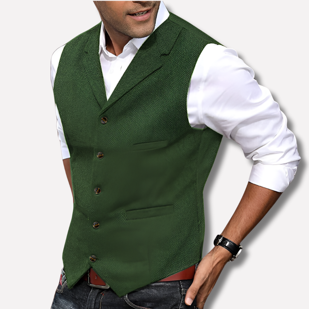 Emeja | Heren Haringbone Pak Vest