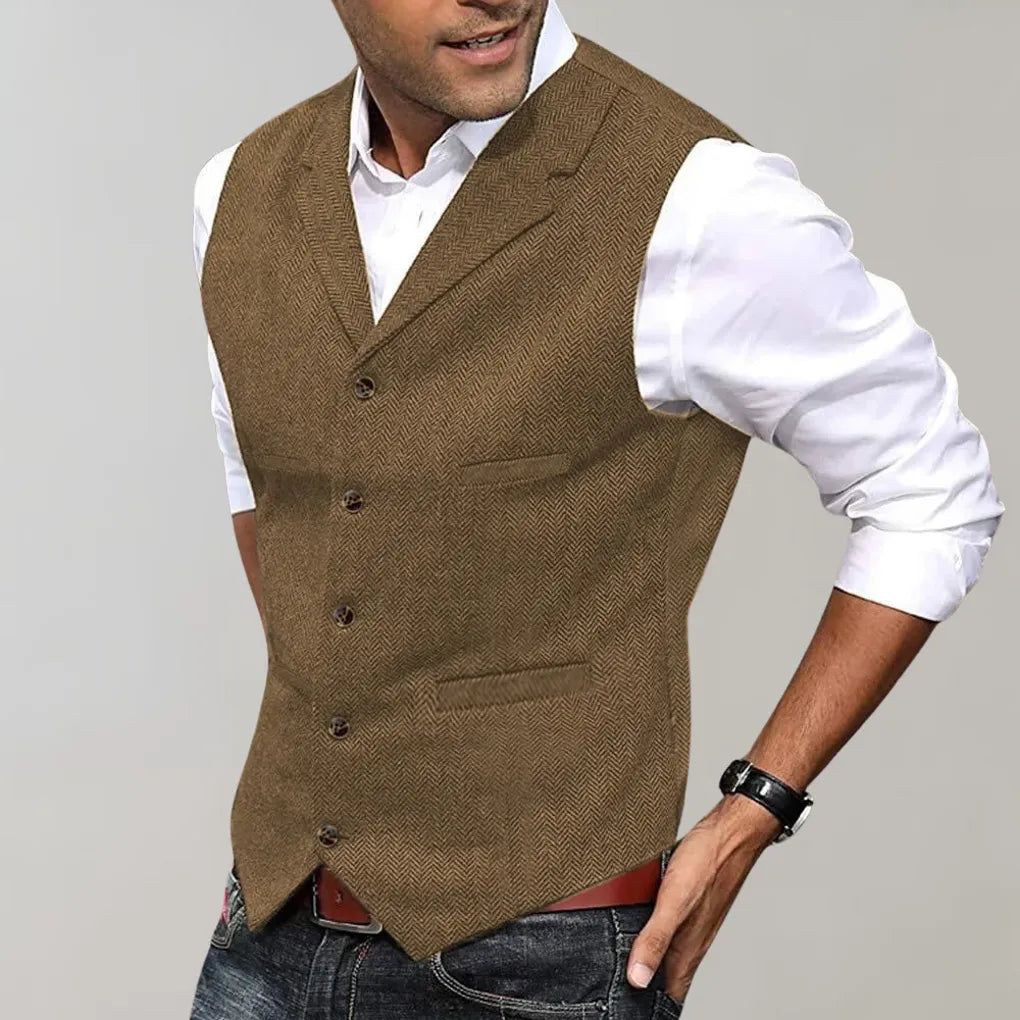 Emeja | Heren Haringbone Pak Vest