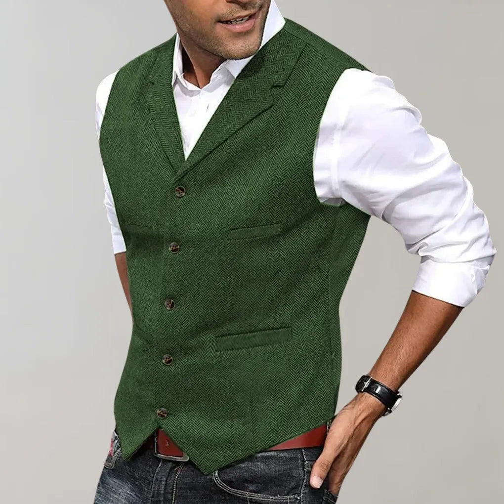 Emeja | Heren Haringbone Pak Vest