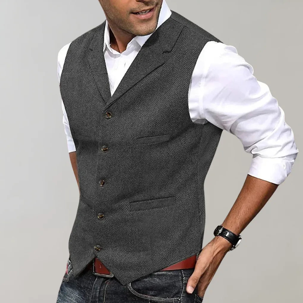 Emeja | Heren Haringbone Pak Vest