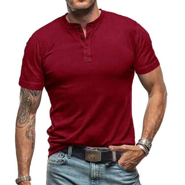 Emeja | Heren Henley T-shirt met Knopdetail