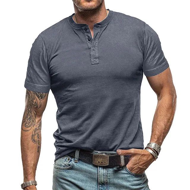 Emeja | Heren Henley T-shirt met Knopdetail