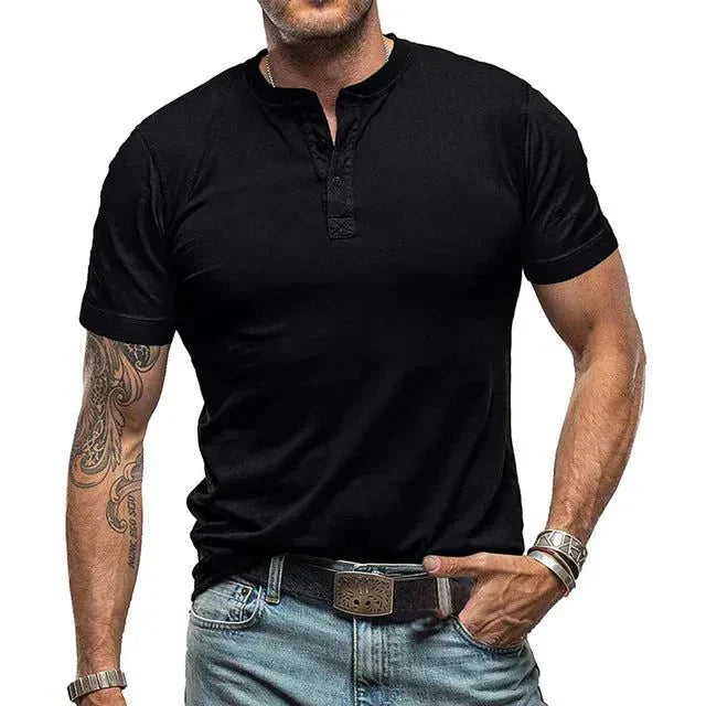 Emeja | Heren Henley T-shirt met Knopdetail