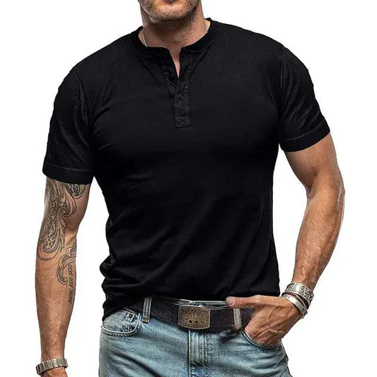 Emeja | Heren Henley T-shirt met Knopdetail