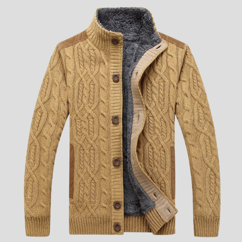Emeja | Heren Kabelgebreide Cardigan met Sherpa Voering