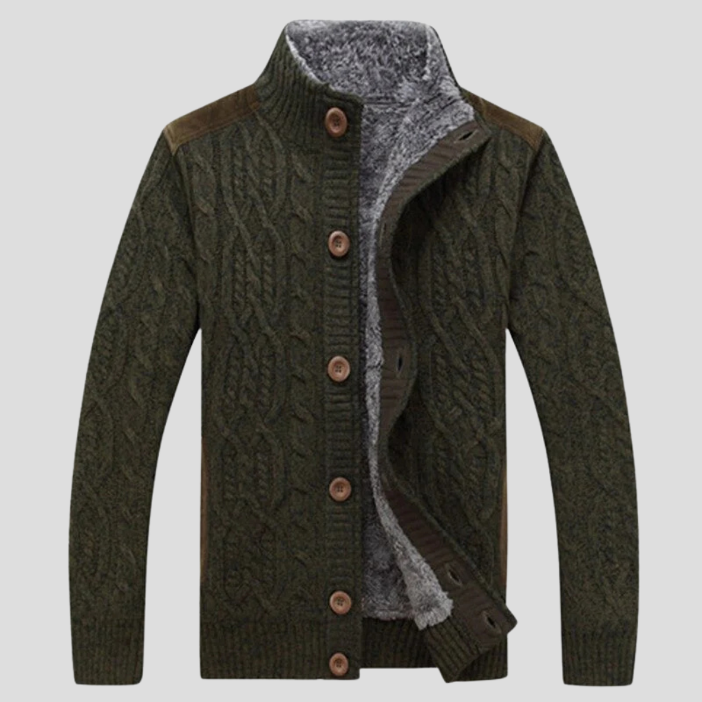 Emeja | Heren Kabelgebreide Cardigan met Sherpa Voering