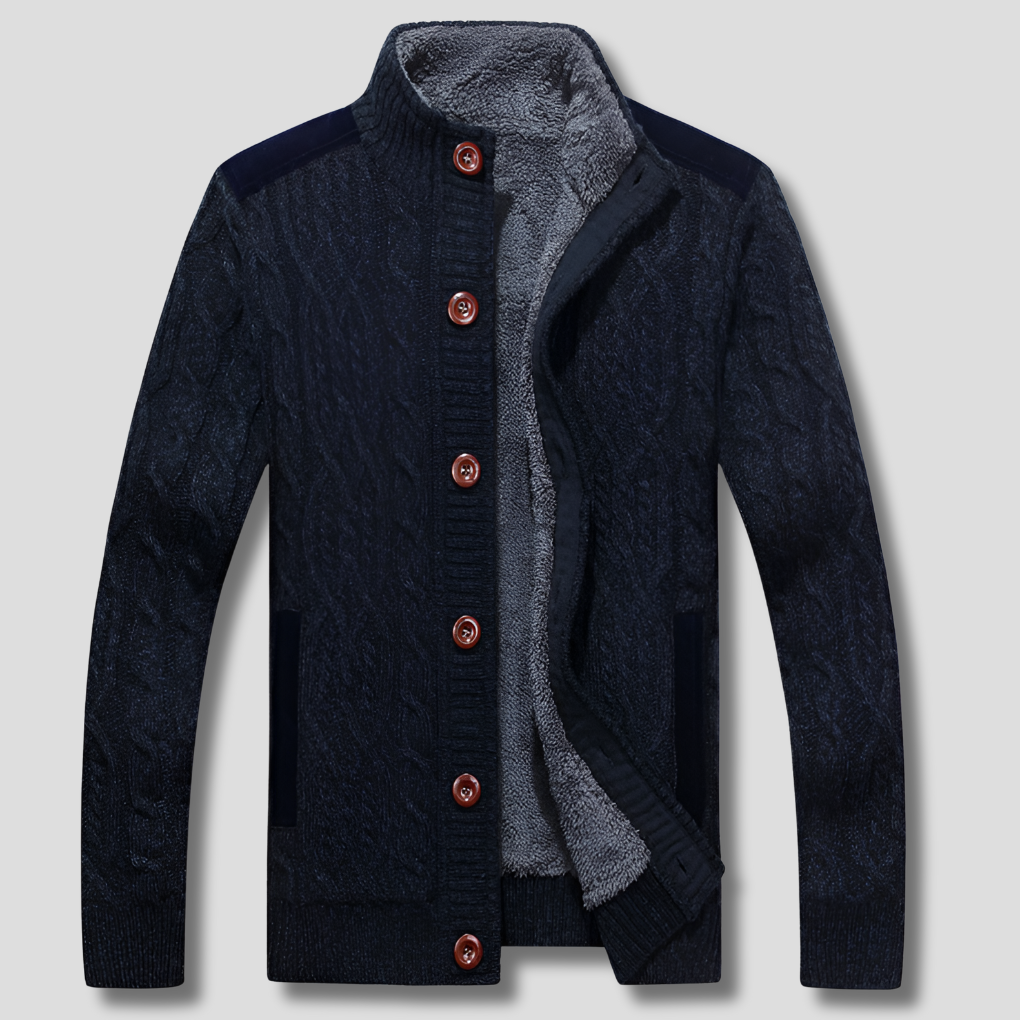 Emeja | Heren Kabelgebreide Cardigan met Sherpa Voering