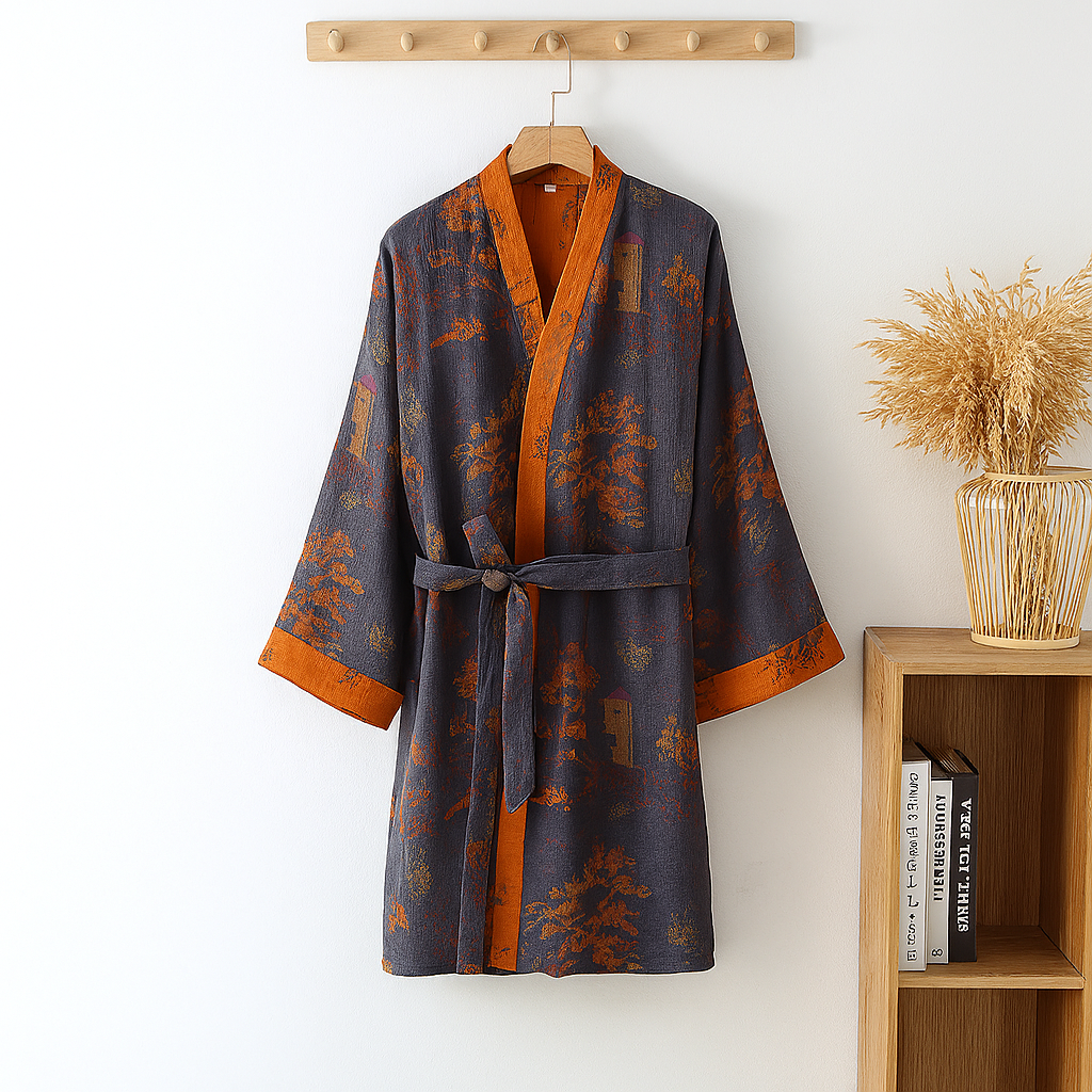 Emeja | Heren Kimono Robe met Jacquard Print