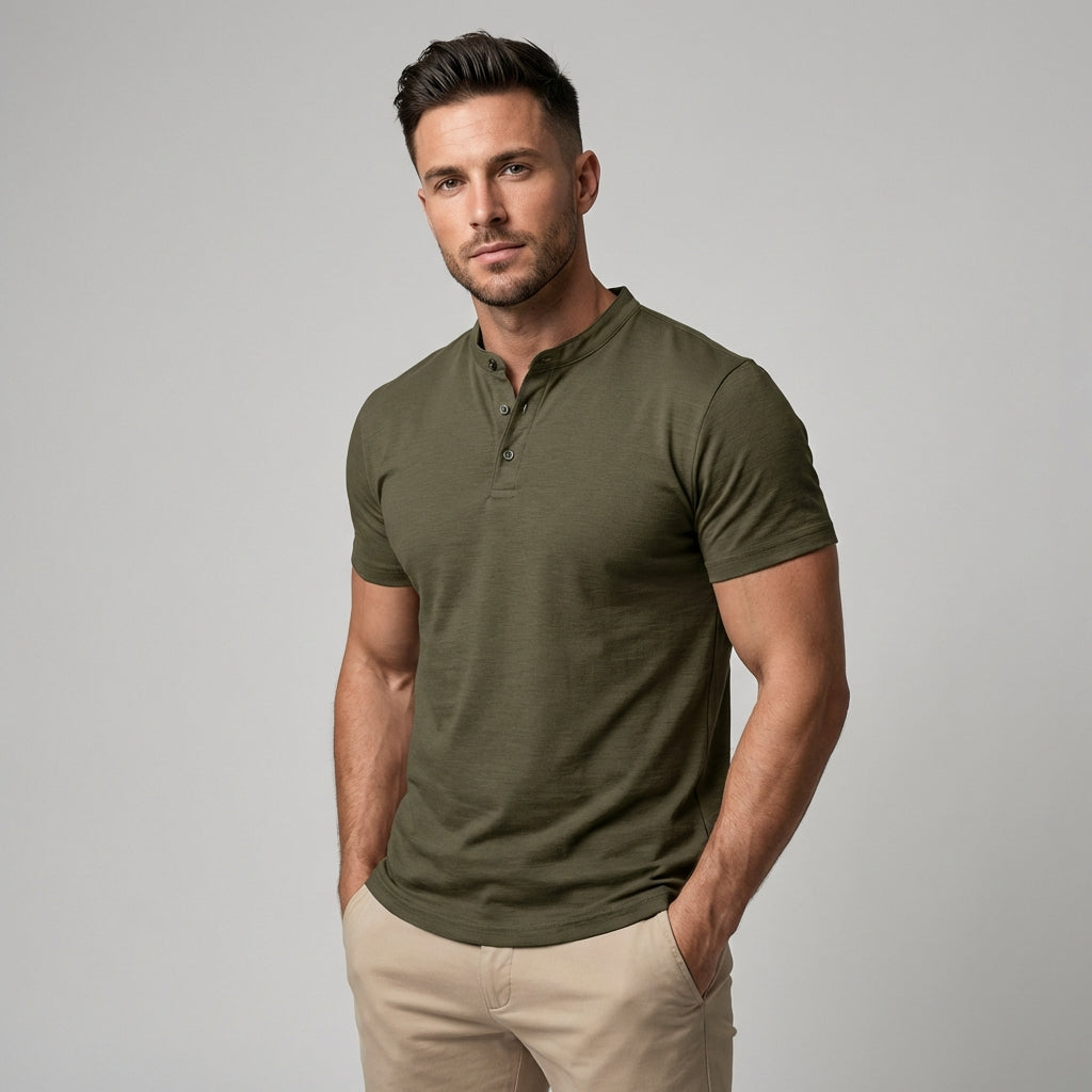 Emeja | Heren Korte Mouw Henley Polo