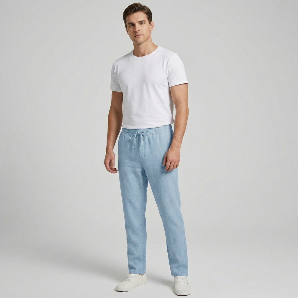 Emeja | Heren Linnen Trekkoord Broeken - Relaxed Fit