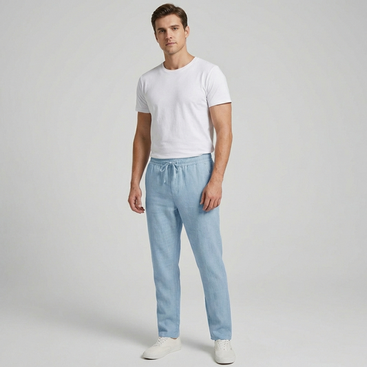 Emeja | Heren Linnen Trekkoord Broeken - Relaxed Fit