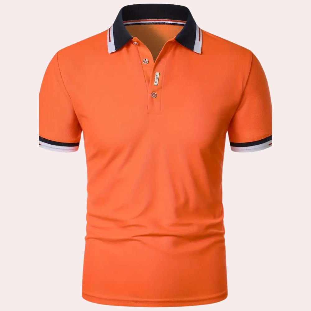 Emeja | Heren Polo Shirt met Gestreepte Kraag en Mouwen