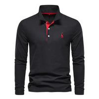 Emeja | Heren Poloshirt met Lange Mouwen en Geborduurde Giraffe