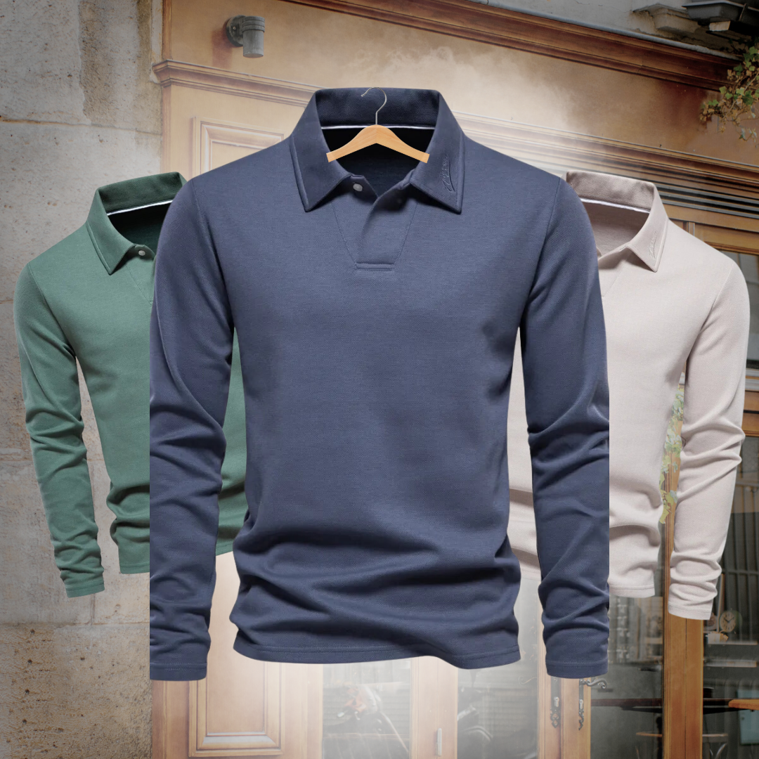 Emeja | Heren Poloshirt met Lange Mouwen en Kraag