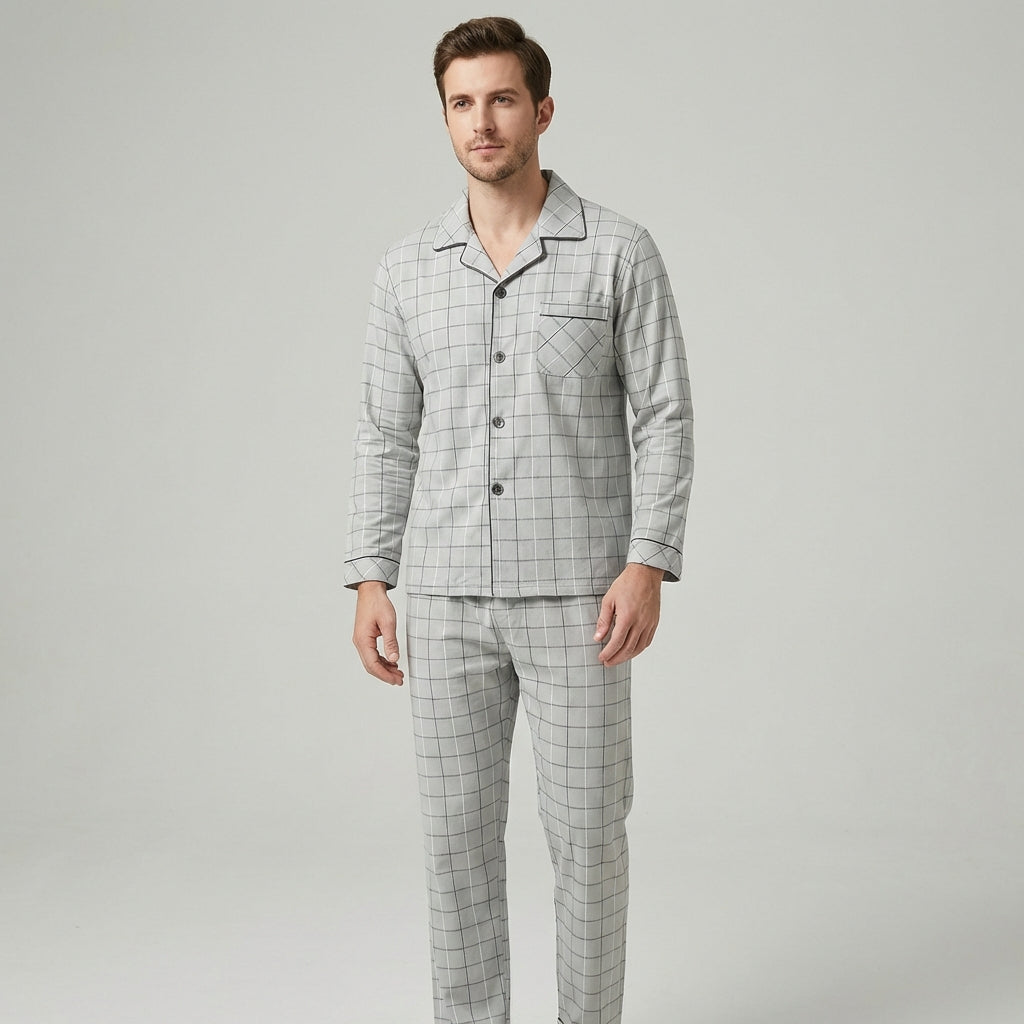 Emeja | Heren Pyjama Set met Knopshirt & Broek