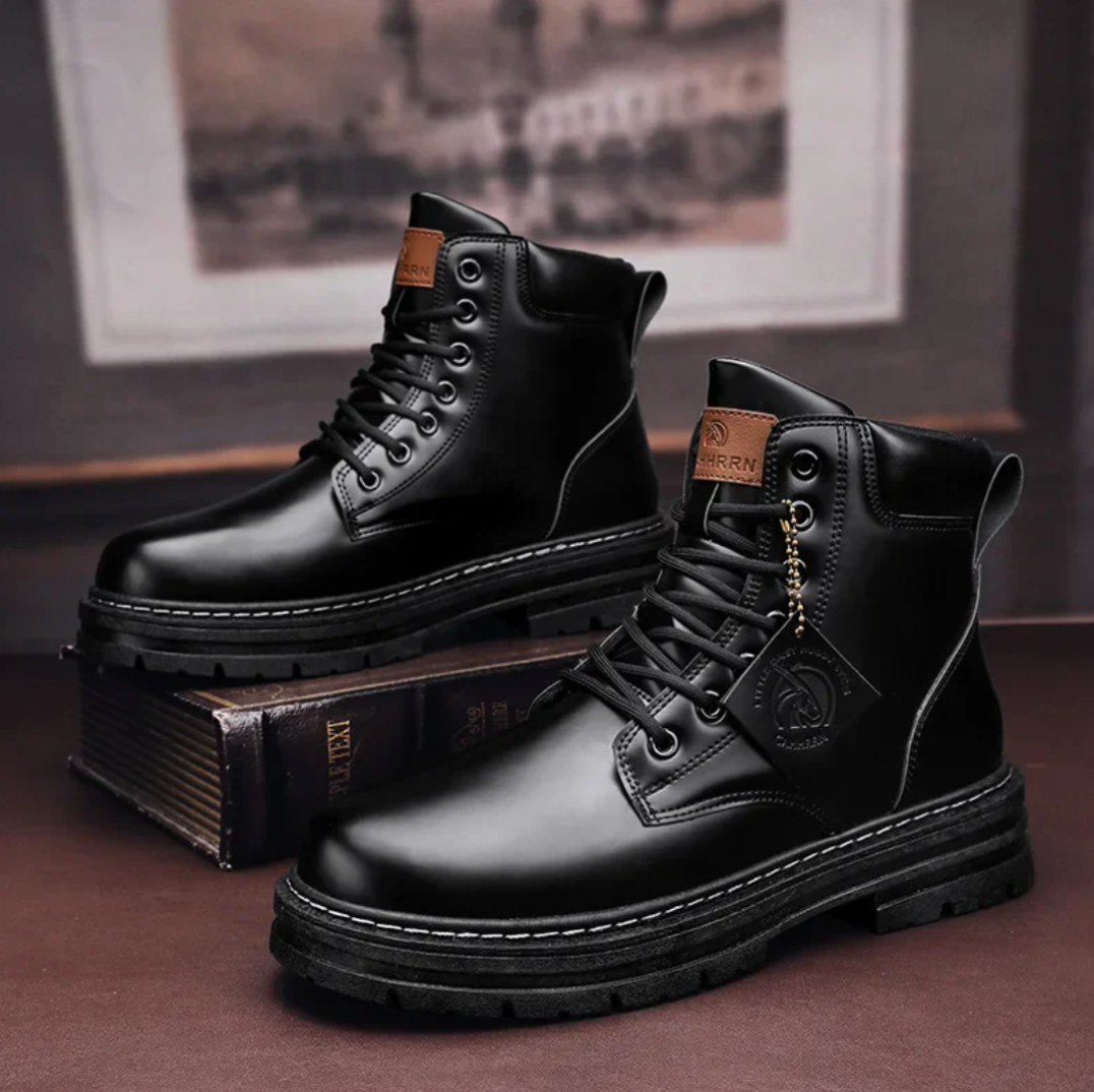 Emeja | Heren Schoenen met Veters | Comfortabele Leren Schoenen met Ondersteunende Zolen | Zwart