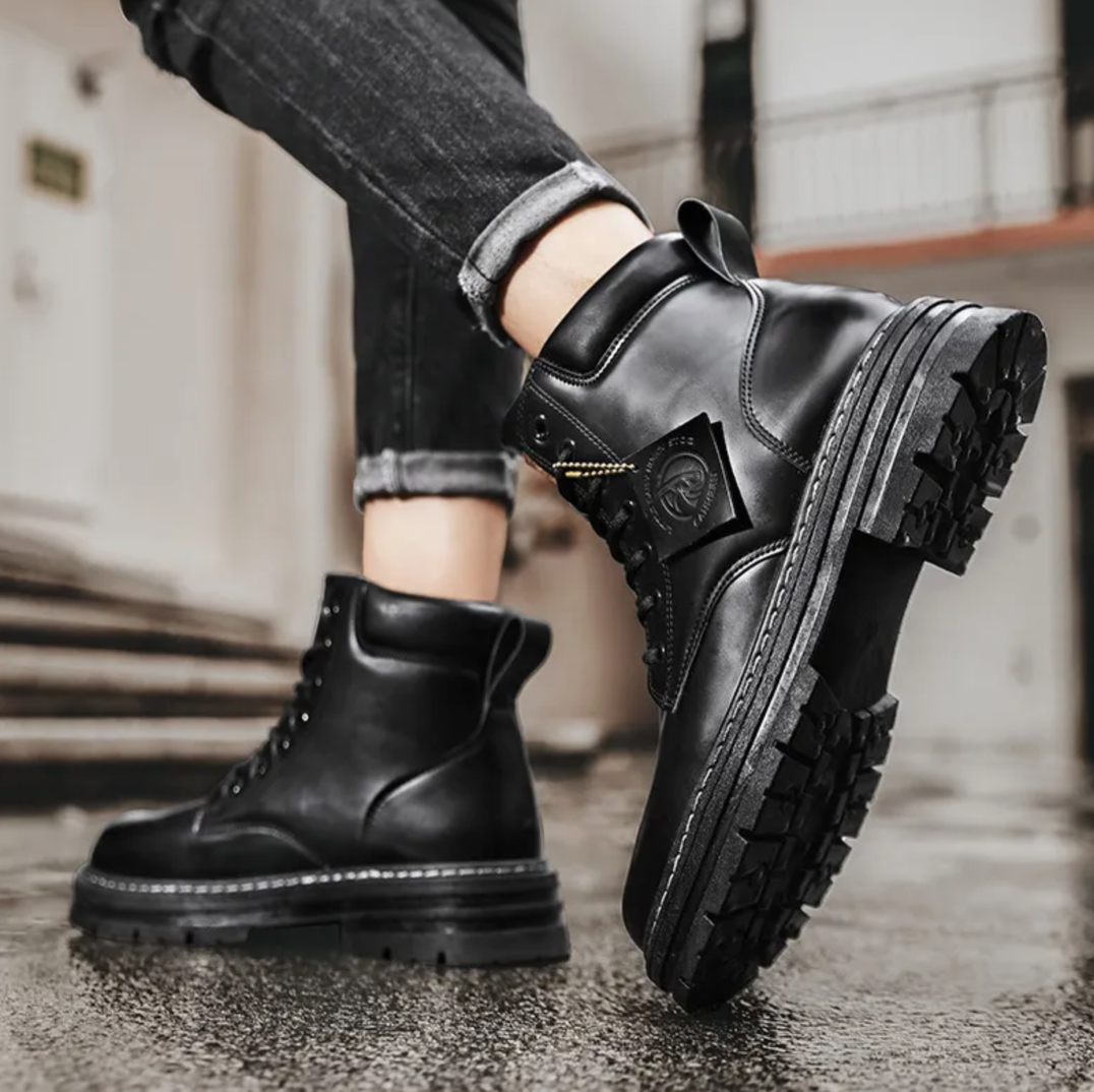 Emeja | Heren Schoenen met Veters | Comfortabele Leren Schoenen met Ondersteunende Zolen | Zwart