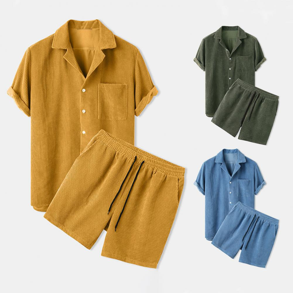 Emeja | Heren Zip Polo Shirt & Shorts Set Textured