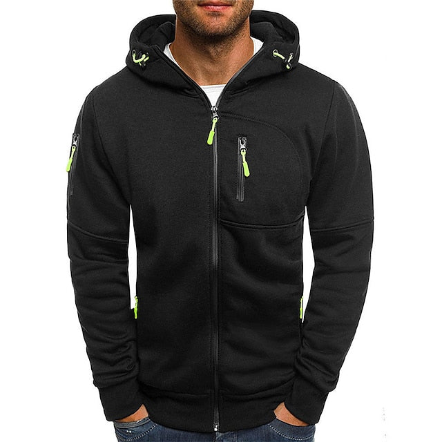 Emeja | Heren Zip-Up Hoodie met Oranje Accenten
