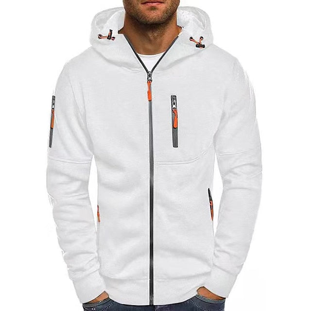 Emeja | Heren Zip-Up Hoodie met Oranje Accenten