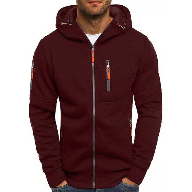Emeja | Heren Zip-Up Hoodie met Oranje Accenten