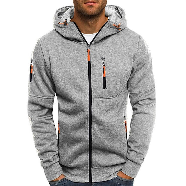 Emeja | Heren Zip-Up Hoodie met Oranje Accenten