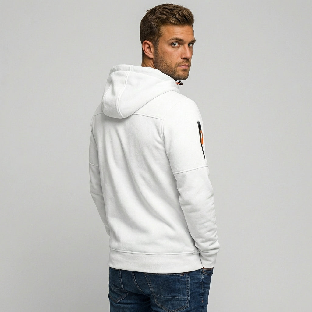 Emeja | Heren Zip-Up Hoodie met Oranje Accenten