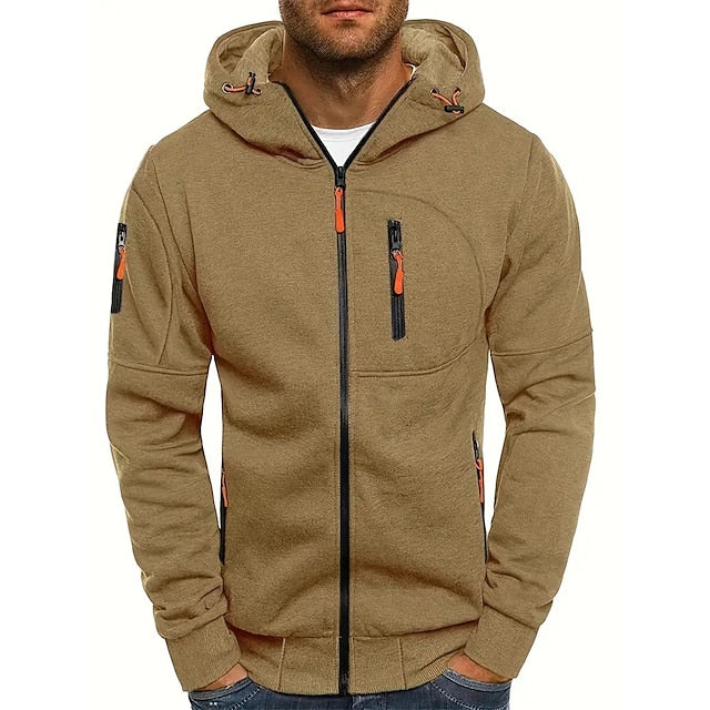 Emeja | Heren Zip-Up Hoodie met Oranje Accenten