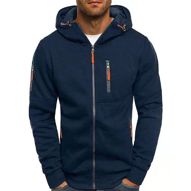 Emeja | Heren Zip-Up Hoodie met Oranje Accenten