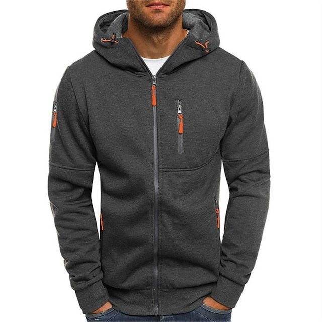 Emeja | Heren Zip-Up Hoodie met Oranje Accenten