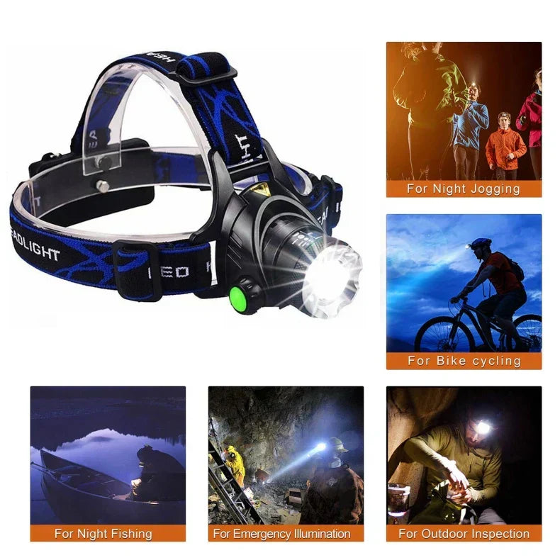 Emeja | Hoofdlamp | Oplaadbare Waterdichte Zoombare LED Hoofdlamp