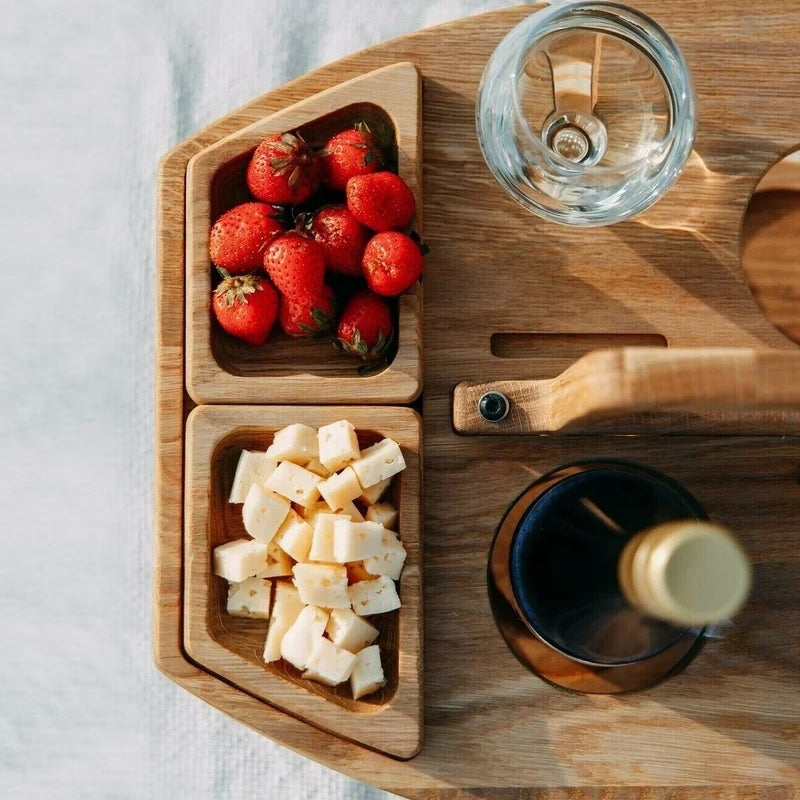 Emeja | Houten Picknicktafel met Wijnglashouder